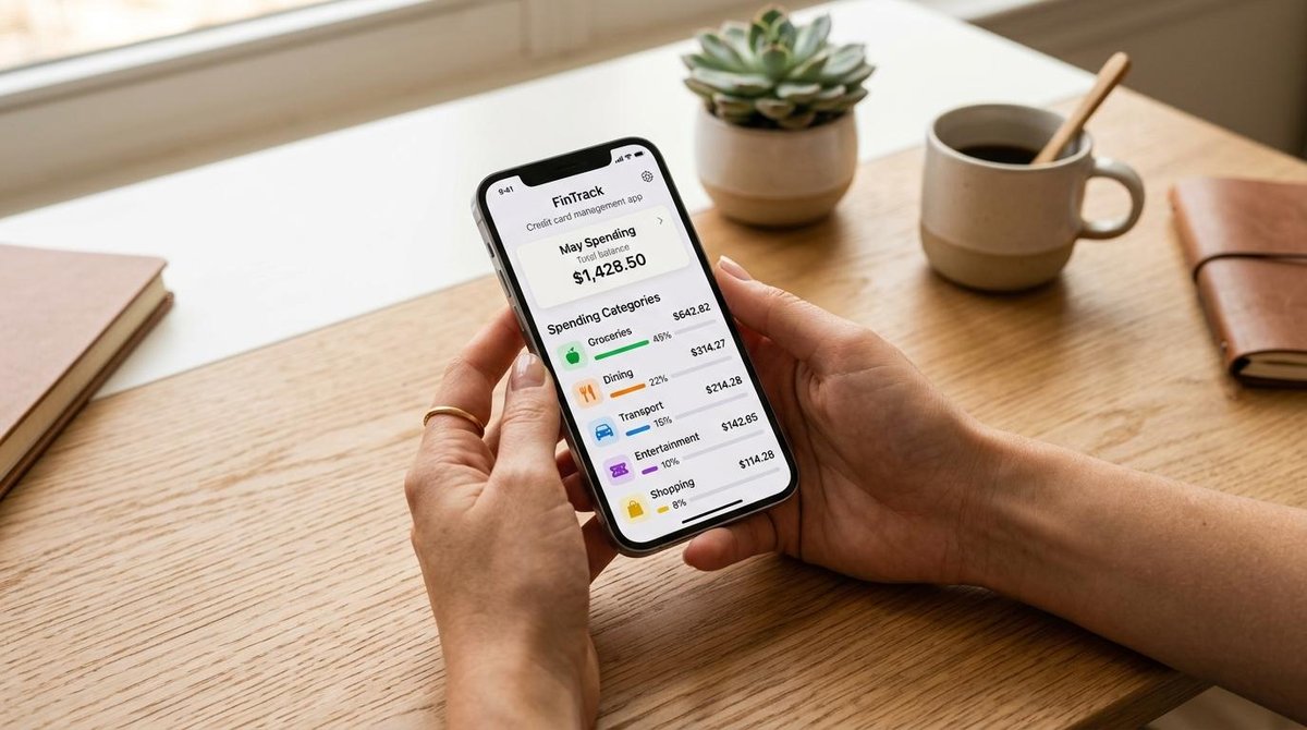 Pessoa com o celular em mãos verificando os gastos do banco digital