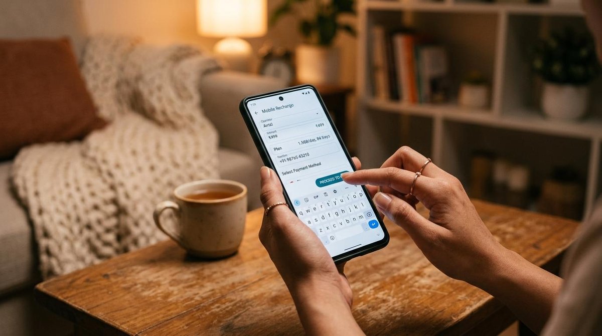 Como recarregar celular pelo Mercado Pago e aproveitar cada centavo do crédito 2 Pessoa confirmando a compra de créditos para o celular pelo aplicativo do banco