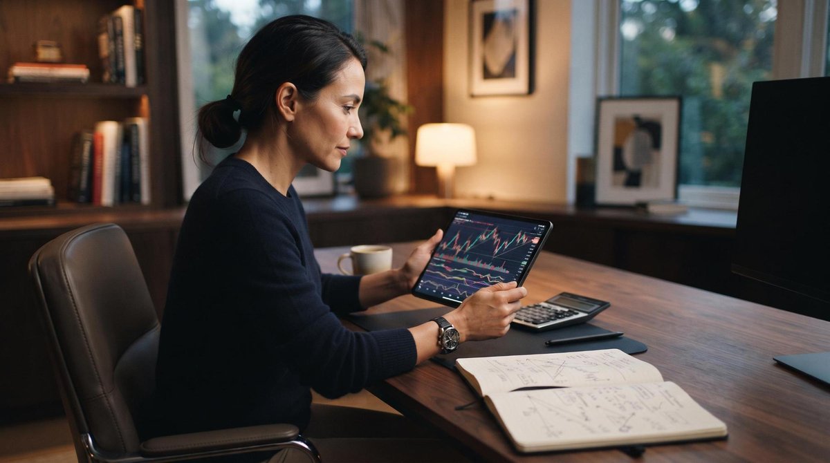Pessoa analisando gráficos de investimentos em um tablet para proteger suas economias da depreciação do real