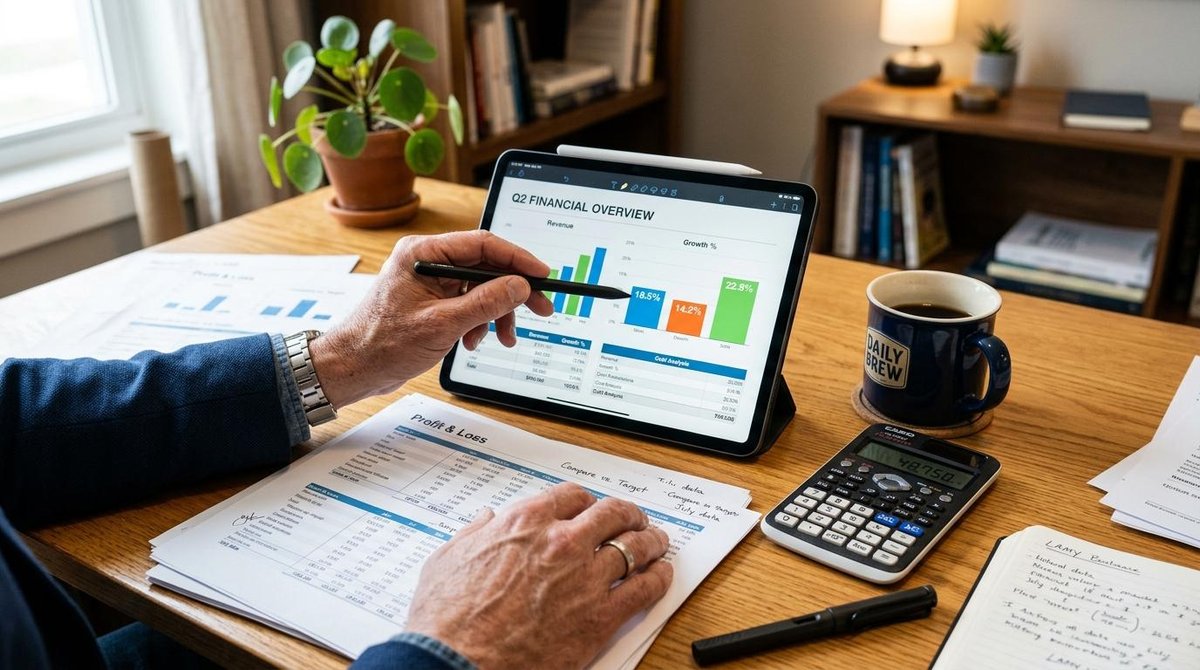 Mercado Pago vs SumUp: comparativa para quem empreende e precisa escolher uma maquininha 2 Homem com uma caneta apontando para um gráfico no tablet