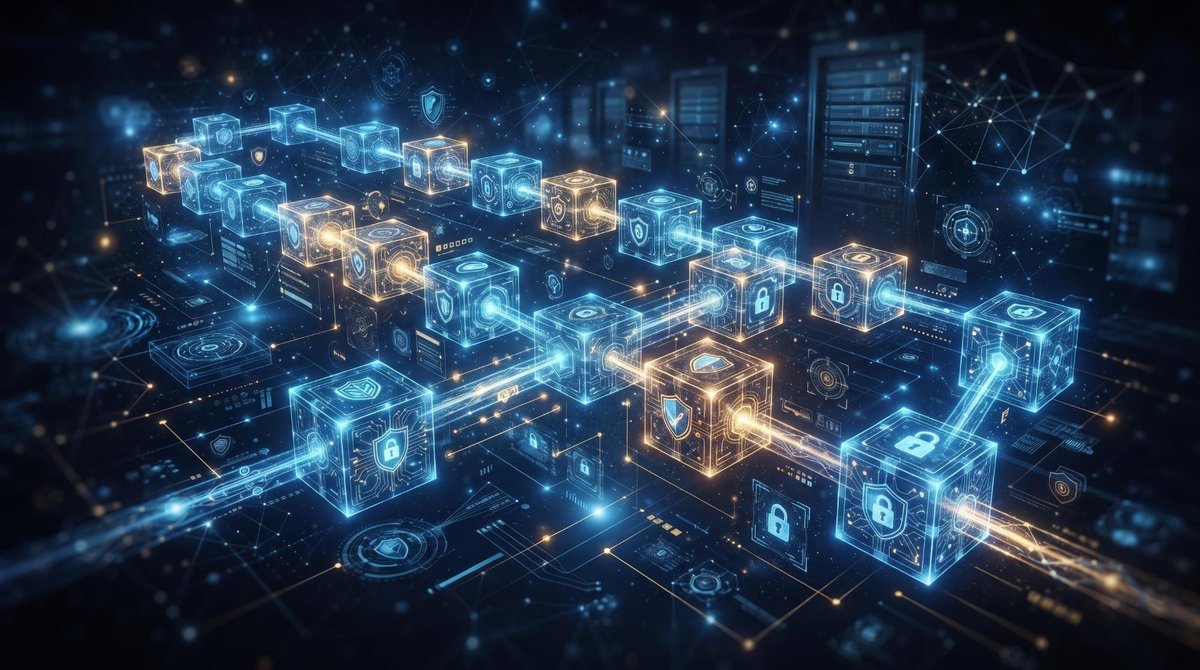 O que são criptomoedas e como funcionam: guia para entender o universo cripto 2 Representação artística de uma cadeia de blocos digitais interconectados em um ambiente tecnológico sofisticado, com elementos visuais de segurança e