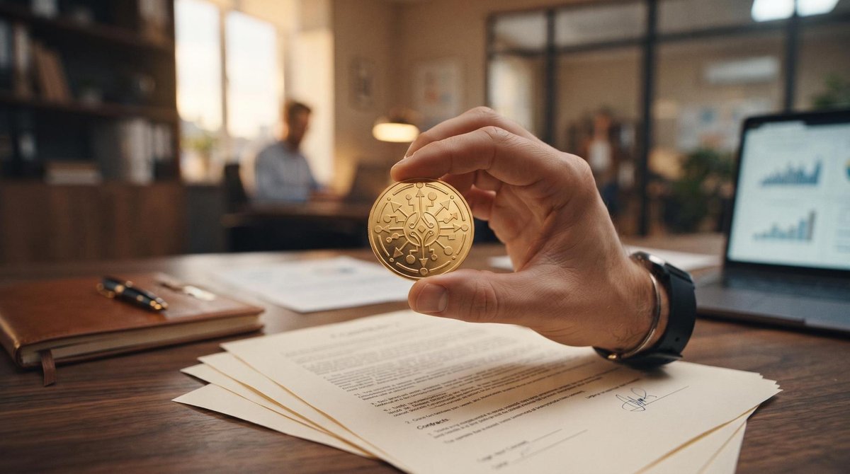 Pessoa analisando gráficos de criptoativos em um notebook sobre uma mesa de trabalho